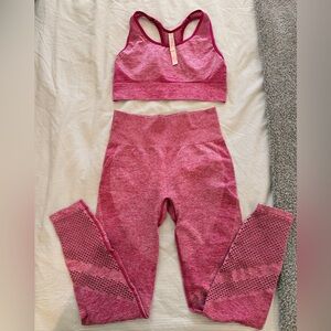 PINK Victoria's Secret Raspberry Sports Bra and Leggings Set